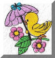 Cool Creations Embroidery Designs - Birdie under umbrella