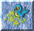 Beautiful embroidery designs by Cool Creations - Little blue bird and yellow flowers