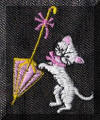Cool Creations Embroidery Designs - White kitten and umbrella