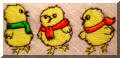 Cool Creations Embroidery Designs - Chickens, Three chicks with scarves