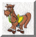Cool Creations Embroidery Designs - Farm animals, Horse with saddle